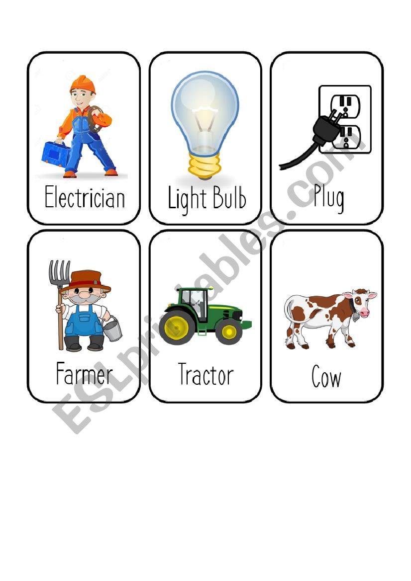 Jobs Card Game [3/8] [Electrician - Farmer - Fire Fighter - Gardener]